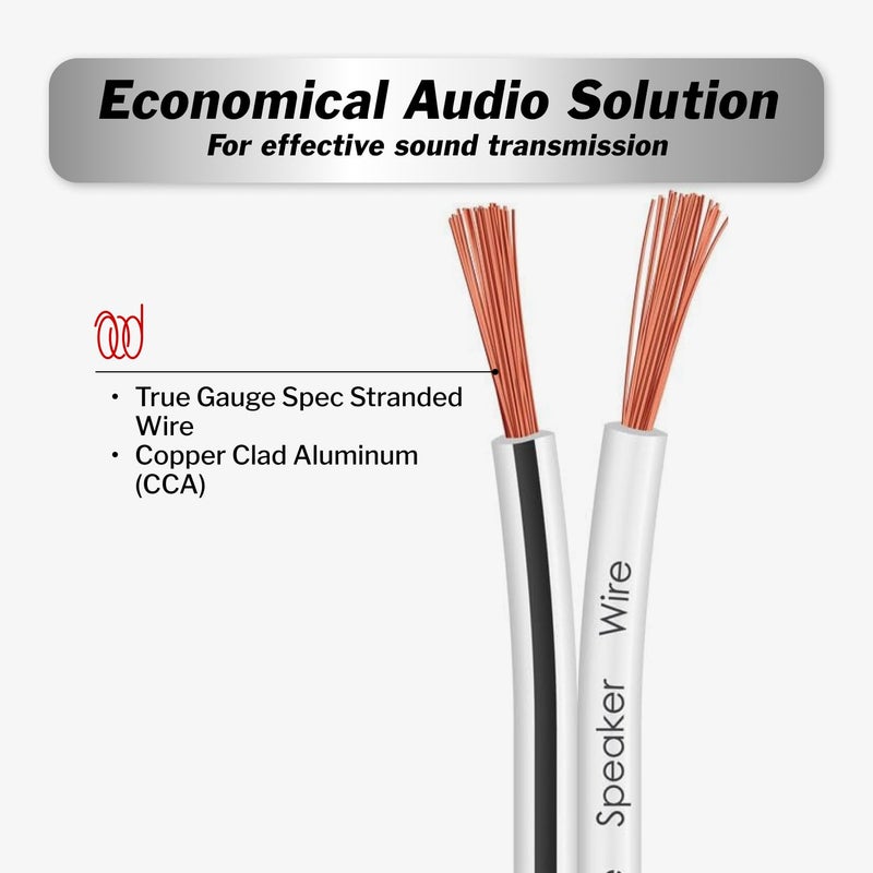 InstallGear Speaker Cable - 14 Gauge AWG (100ft - White) - White Speakers Wire Cable - Speaker Wire for Outdoor, Automotive, and Marine - Image 5
